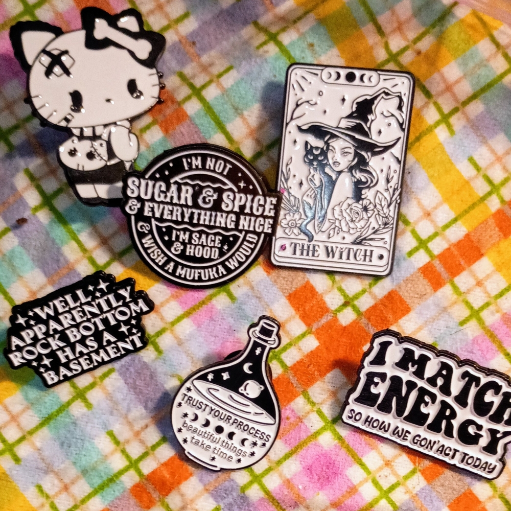 Black and White Hello Kitty Enamel Pin Set